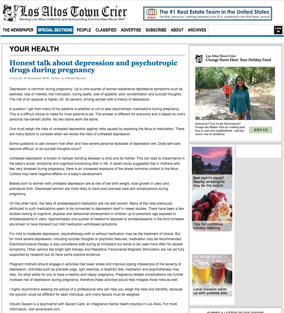 Honest talk about depression and psychotropic drugs during pregnancy