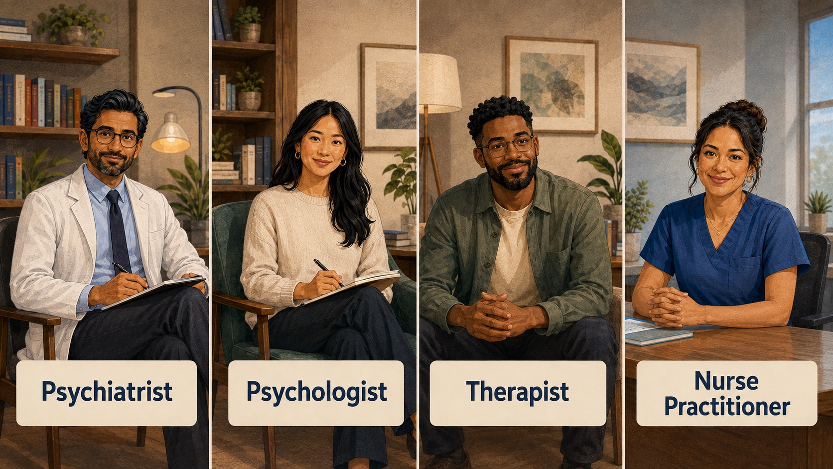 Psychiatrist vs Psychologist vs Therapist vs Nurse Practitioner